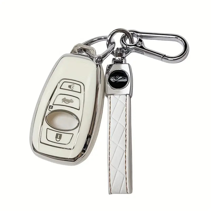 Key Cover With Keychain compatible with Subaru Forester Outback Ascent Crosstrek BRZ Impreza STI Legacy WRX عطاء مفتاح سوبارو فورست اوتباك امبريزا