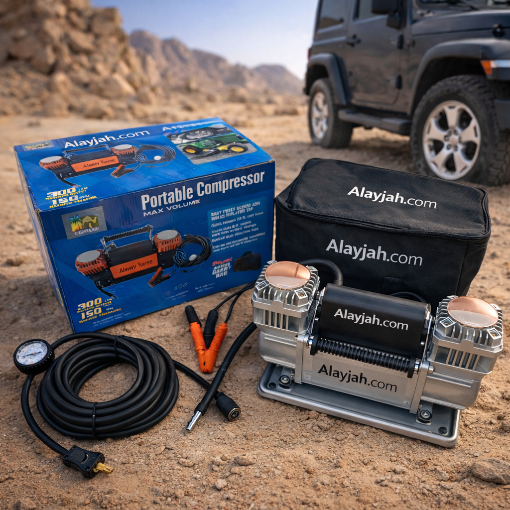 Portable 2 cylinders big compressor 150PSI 300 liters per minute كمبرسر ضاغط كبير 2 سليندر مع ضغط عالى حتى 150 بي اس أي (اسعار خاصة للتجار  special prices for seller)