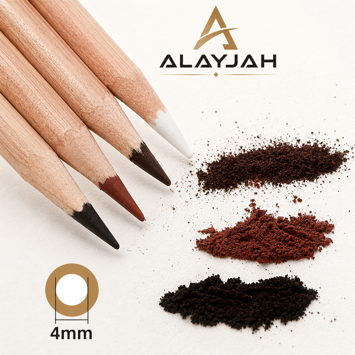 Alayjah, Customized 3-Color Professional Charcoal Pencils,  3 Pcs,Pencil Set for Sketching, Drawing & Coloring ألَيْجا، أقلام فحم احترافية بثلاثة ألوان مخصصة،  3 قطع