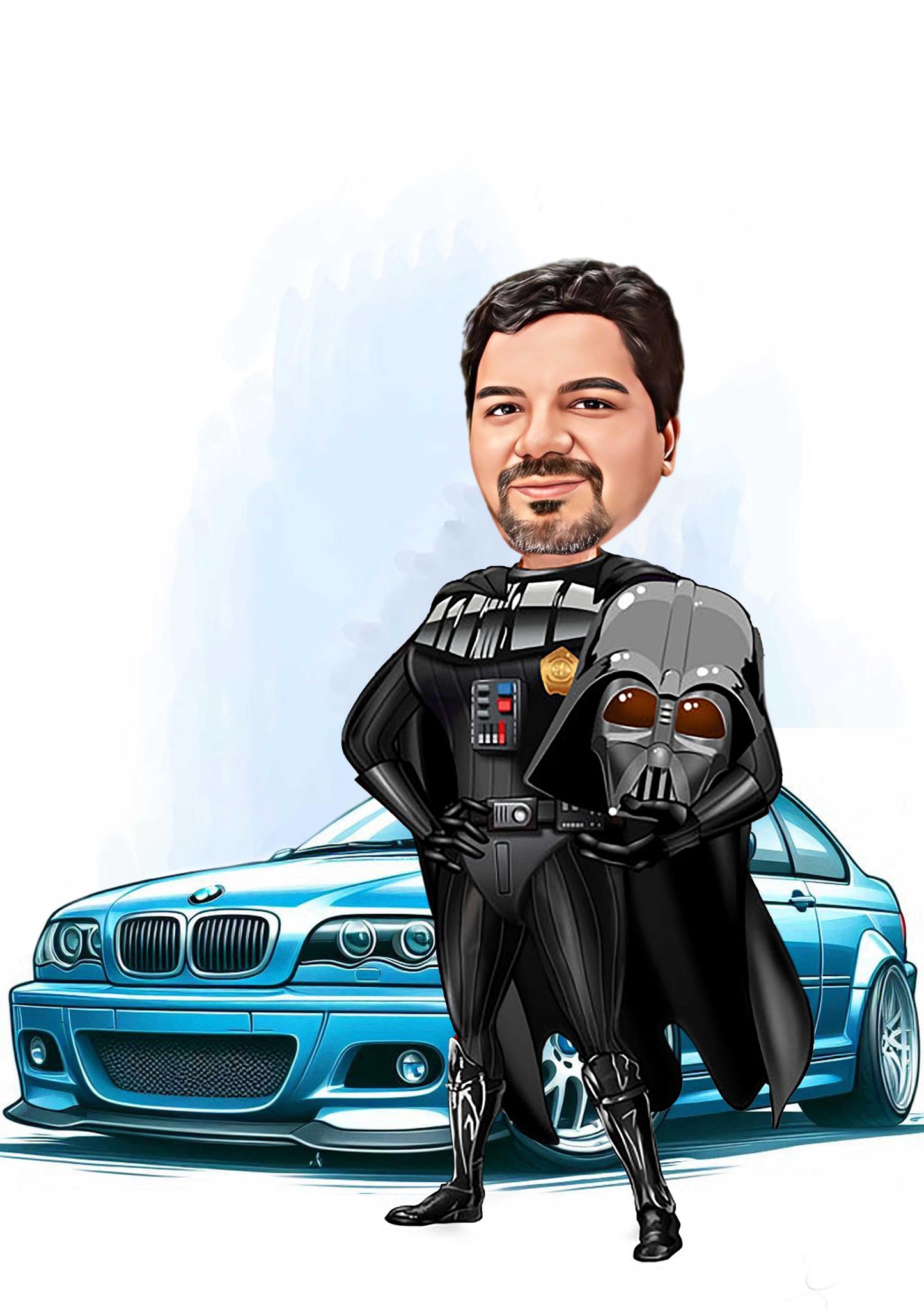 personalized Caricature man in car كاريكاتير مخصص لك على السيارة