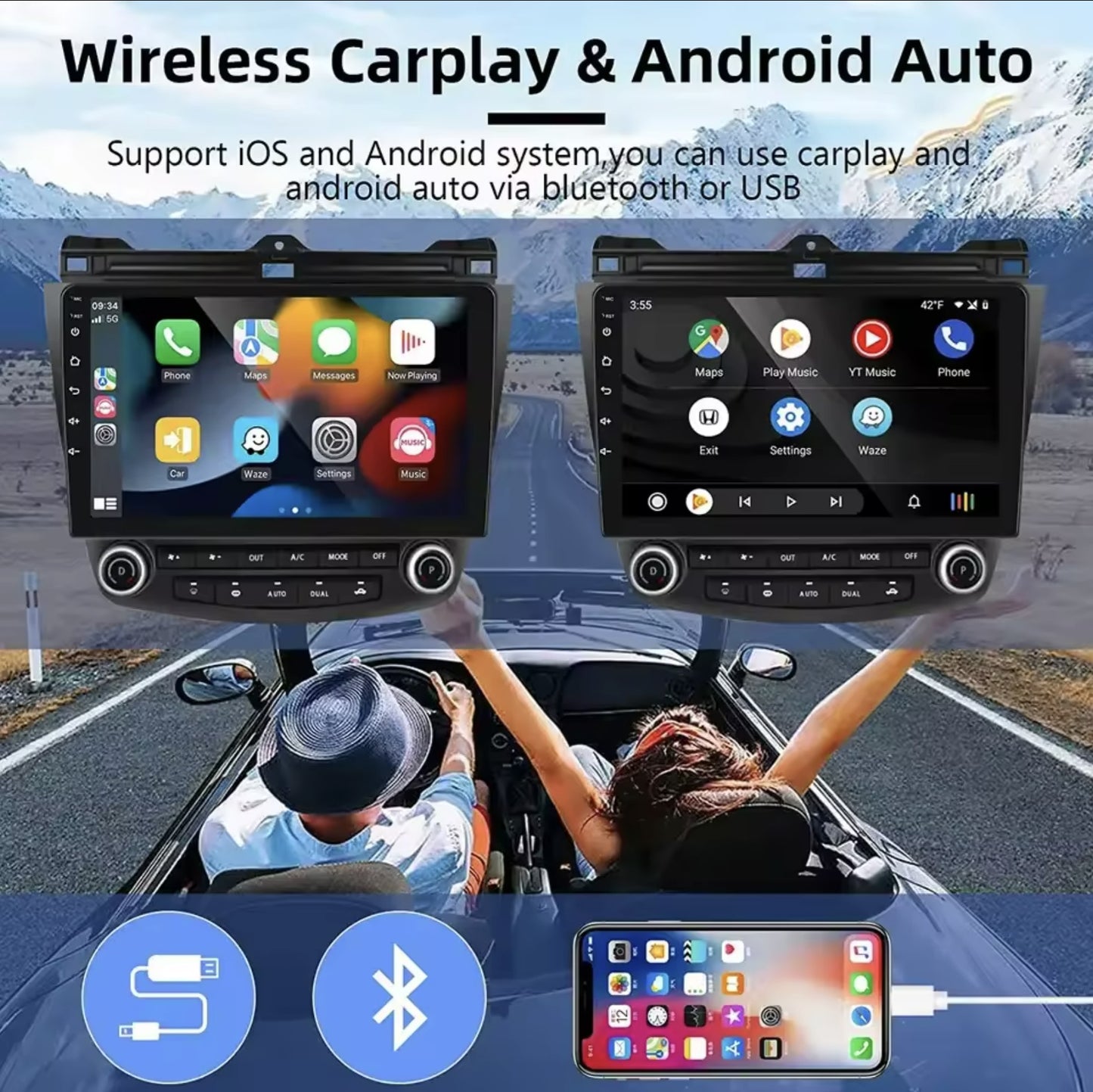 10inch monitor Android Carplay Multimedia System Compatible with Honda Accord 2003-2007 شاشة ضخمة 10انش اندرويد كاربلاي متوافق مع هوندا اكورد