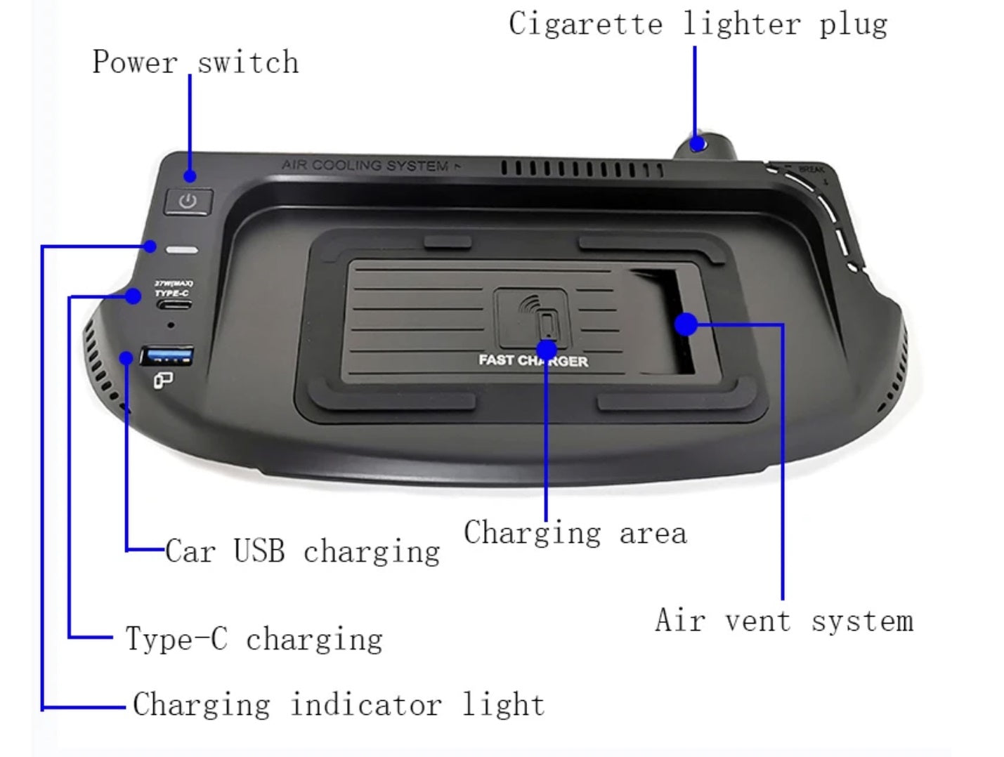 Ford Mustang 2015-2021 Car wireless charger شاحن سريع فورد موستنج