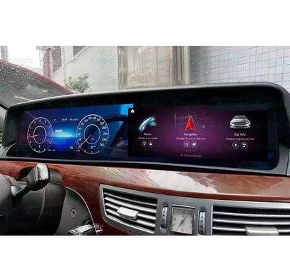 12.3" Dual Android Car Navigation Gps Multimedia Radio Player for Mercedes Benz S W221 2005 + Auto Radio Wireless Carplay Cluster Head Unit with dashboard cover شاشتين مريسدس اس كلاس مع عدادات مع طبلون