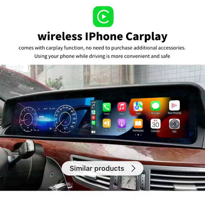 12.3" Dual Android Car Navigation Gps Multimedia Radio Player for Mercedes Benz S W221 2005 + Auto Radio Wireless Carplay Cluster Head Unit with dashboard cover شاشتين مريسدس اس كلاس مع عدادات مع طبلون