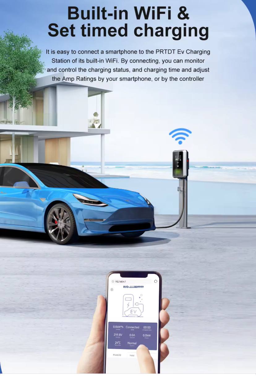 EV Car Wall Charger 48A/11.5kW AC Fast Charging & Power Station (Compatible with Tesla)   شاحن حائط للسيارات الكهربائية Type 1 بقدرة 48 أمبير / 11.5 كيلوواط – شحن سريع AC ومحطة طاقة، متوافق مع تسلا