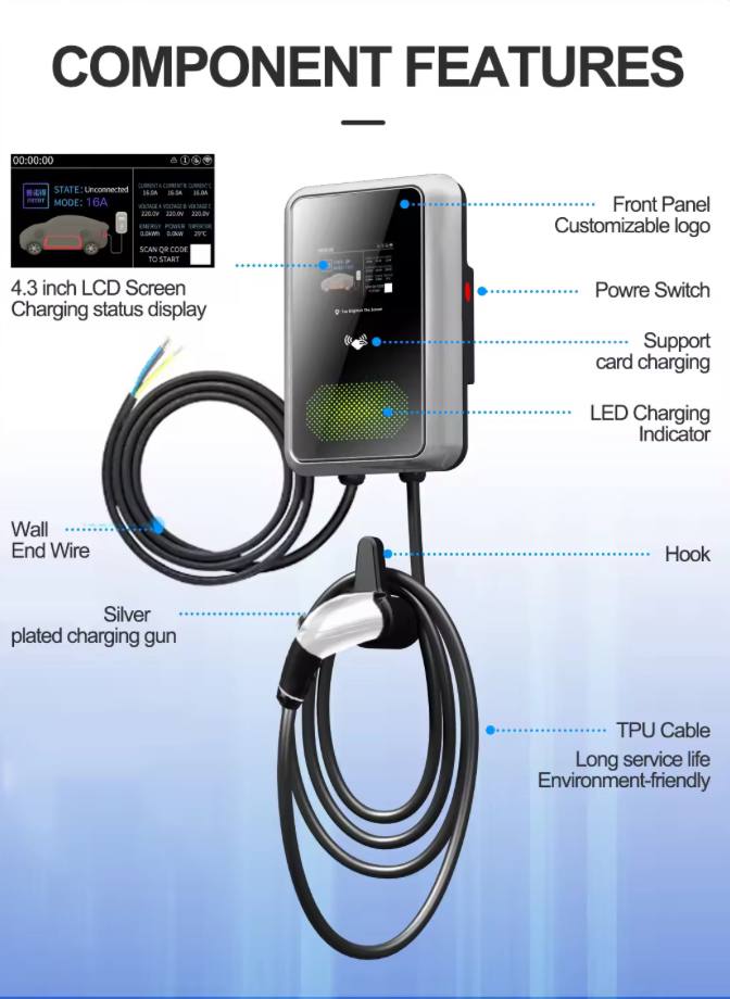EV Car Wall Charger 48A/11.5kW AC Fast Charging & Power Station (Compatible with Tesla)   شاحن حائط للسيارات الكهربائية Type 1 بقدرة 48 أمبير / 11.5 كيلوواط – شحن سريع AC ومحطة طاقة، متوافق مع تسلا