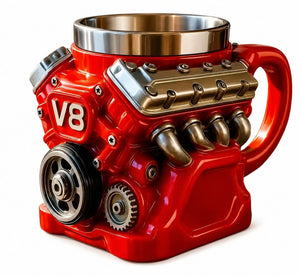 V8 Engine-Shaped Coffee Mug, Automotive Motor Design Cup with Handle, Unique Car Lover Gift for Home, Office & Garage 11700025