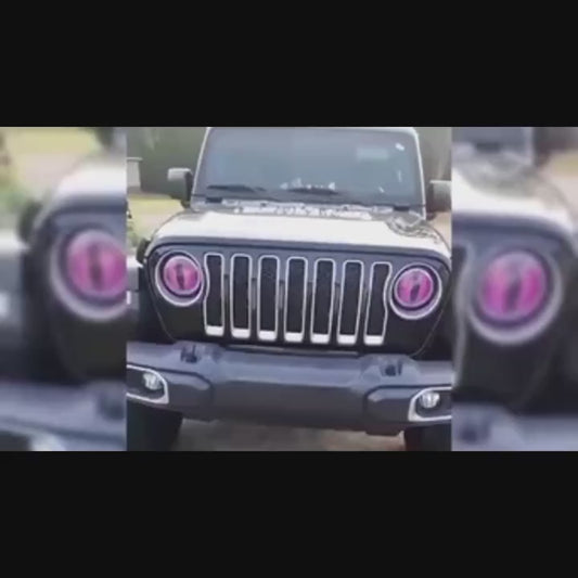 Eyes of the Beast Headlight Decals, 3D Stereo Eye Stickers for Jeep, Round Headlights, Truck & Car Body Decoration, Fun & Stylish عيون الوحش للمصابيح الأمامية, تصميم ثلاثي الأبعاد لمصابيح Jeep، شاحنات وسيارات، إضافة ديكورية مضحكة وأنيقة