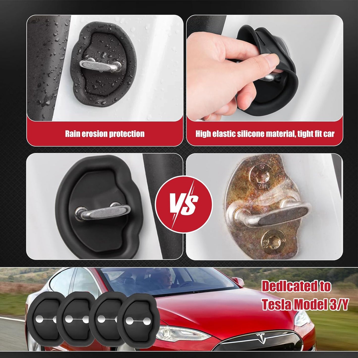 Silicone Door Lock Cover for Tesla Model 3 Model Y اغطية لقفل باب تسلا