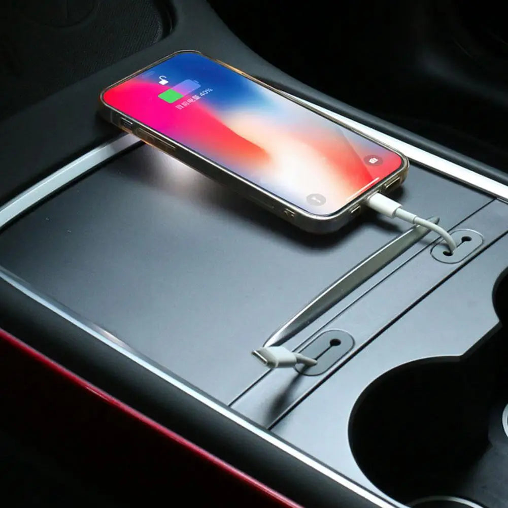 Console Phone Charging Cable Clip Tesla Model 3 Y شاحن هاتف تسلا